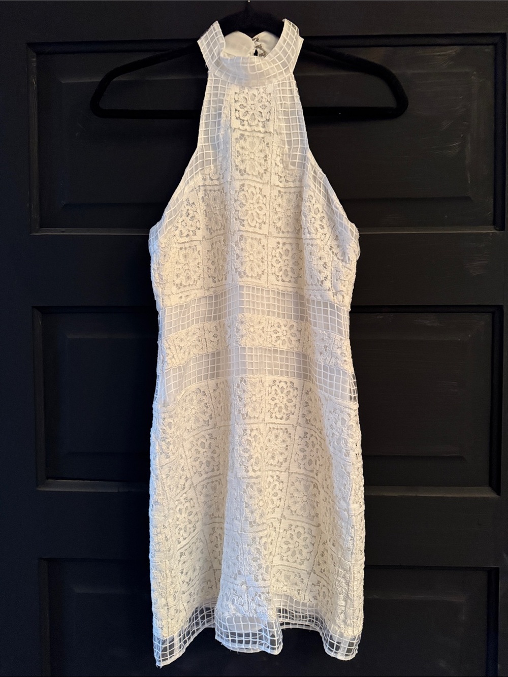 Alexis Bridal White Lace Halter Mini Dress